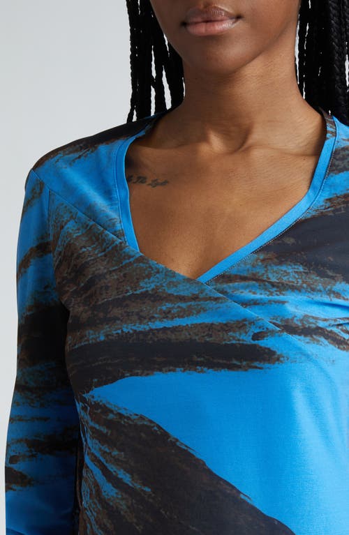 Shop Stine Goya Florian Brushstroke Print Asymmetric Knit Top In Brown Brush Stroke Poppy