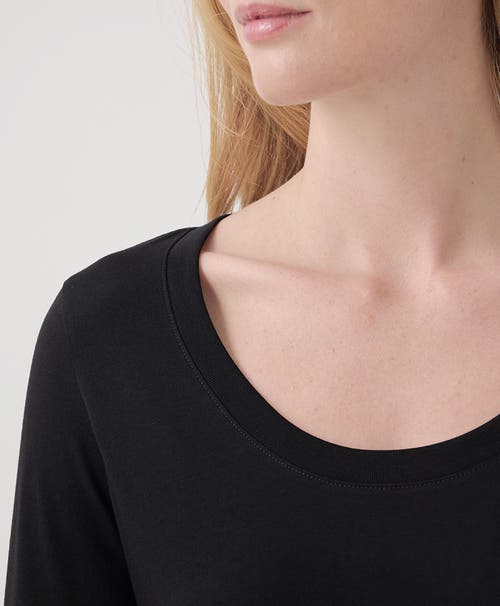 Shop Pact Organic Cotton Softspun Scoop Neck 3/4 Sleeve Tee In Black