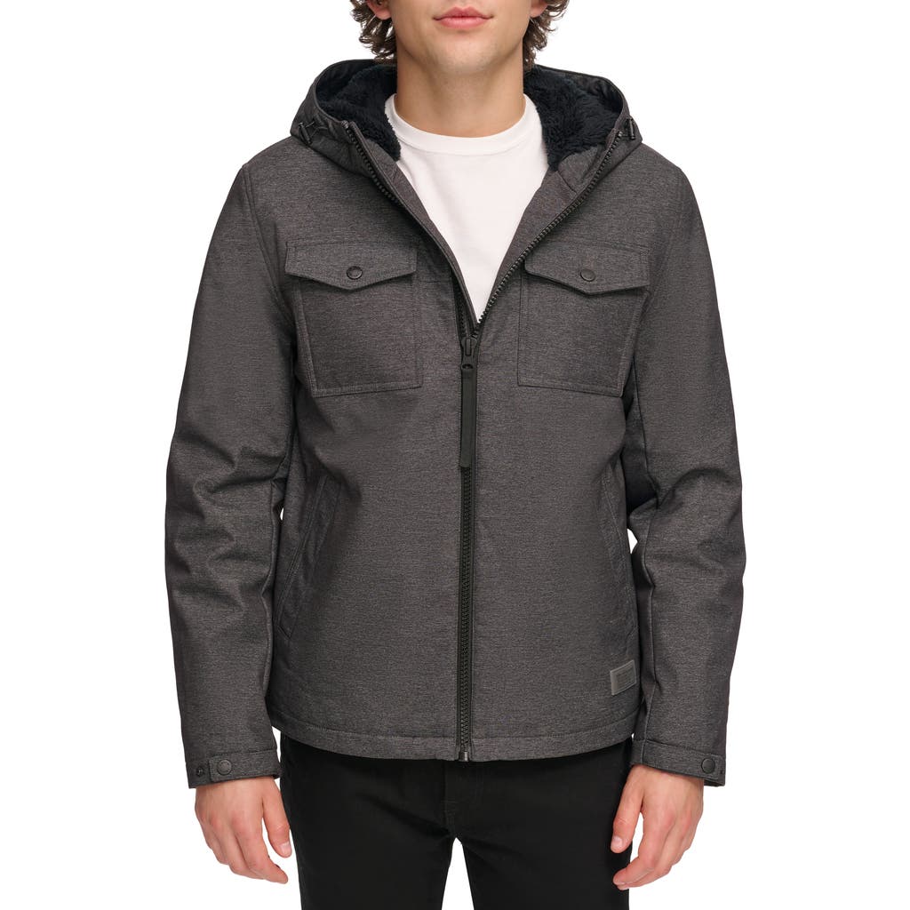 Levi's® Softshell Hooded Jacket With Faux Fur Lining In Graphite