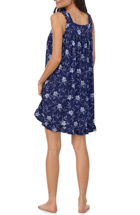 Shop Eileen West Sleeveless Jersey Short Nightgown In Navy Print