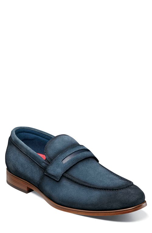 Shop Stacy Adams Burke Penny Loafer In Navy Suede