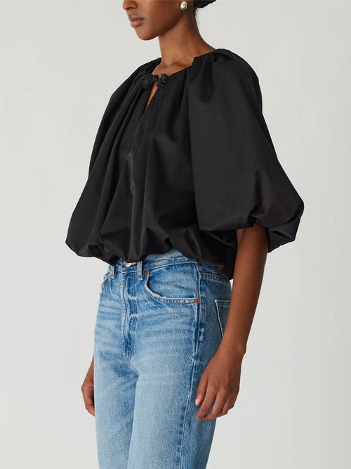 Rebecca Taylor Techy Sateen Bubble Top In Black