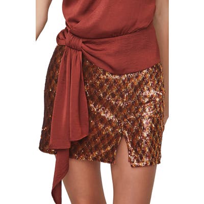Astr The Label Tai Sequin Miniskirt, Metallic