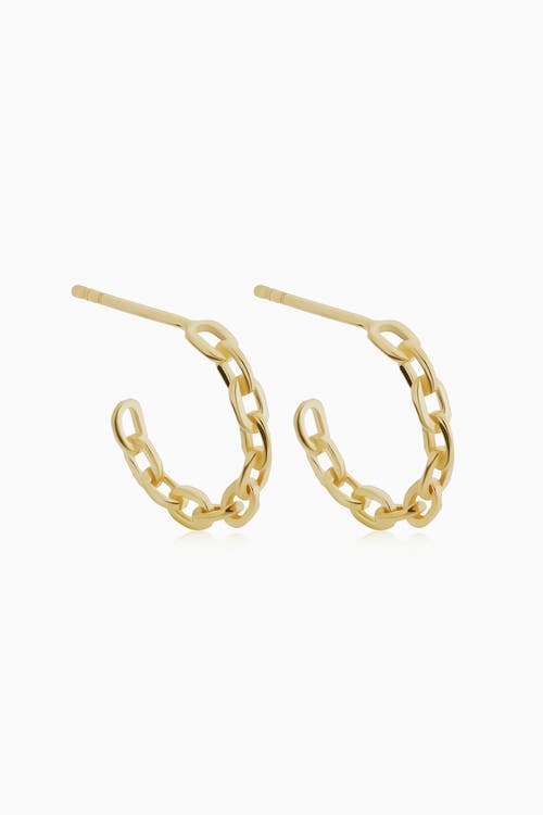 Oradina 14k Yellow Gold Venice Link Mini Hoops In Yellow Gold