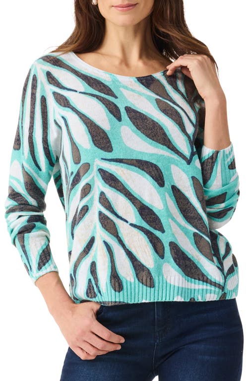 Shop Nic + Zoe Nic+zoe Supersoft Flora Grid Sweater In Aqua Multi