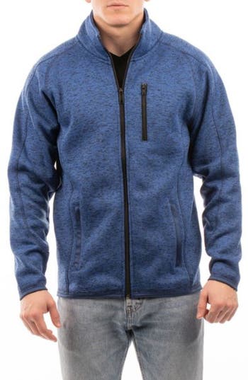 Burnside Knit Sweater Jacket In Heather Navy