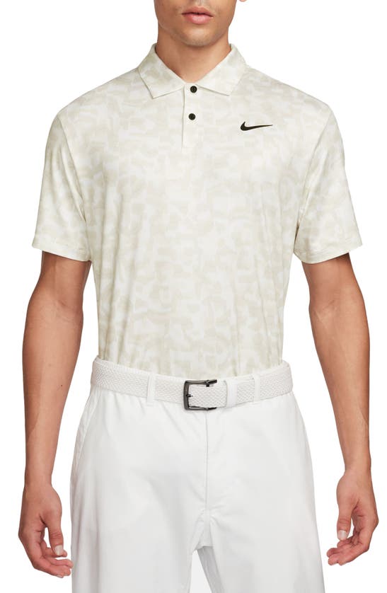 Shop Nike Dri-fit Tour Camo Golf Polo In White/ Black