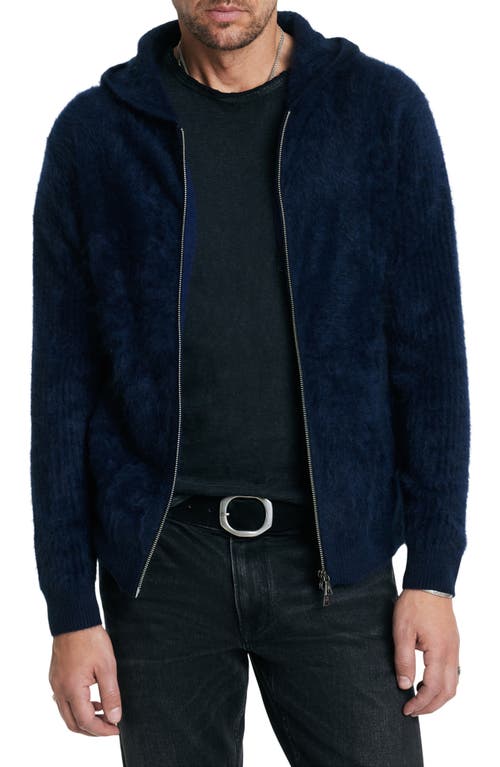 Shop John Varvatos Catherine Hooded Cashmere Zip Cardigan In Midnight