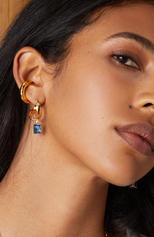 Lady Grey Infinity Hoop Earrings In Gold/blue Zircon