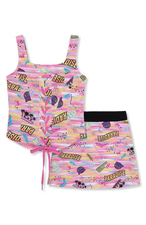 Truce Kids' Paradise Print Smock Top & Skirt Set Pink at