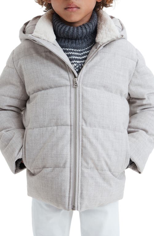 Reiss Disere Jr Hooded Puffer Coat In Soft Grey
