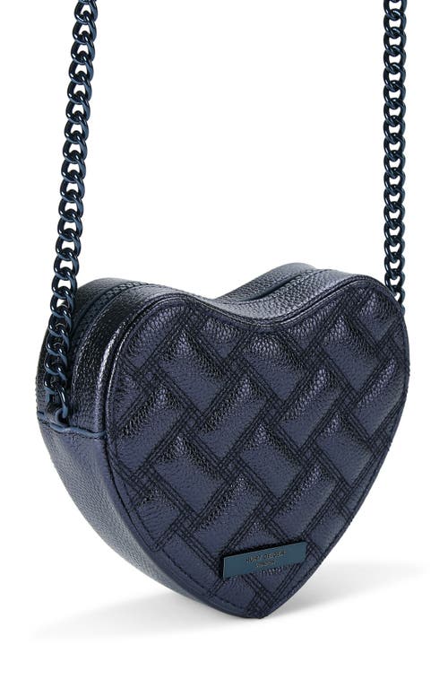 Shop Kurt Geiger London Kensington Heart Quilted Leather Crossbody Bag In Dark Blue