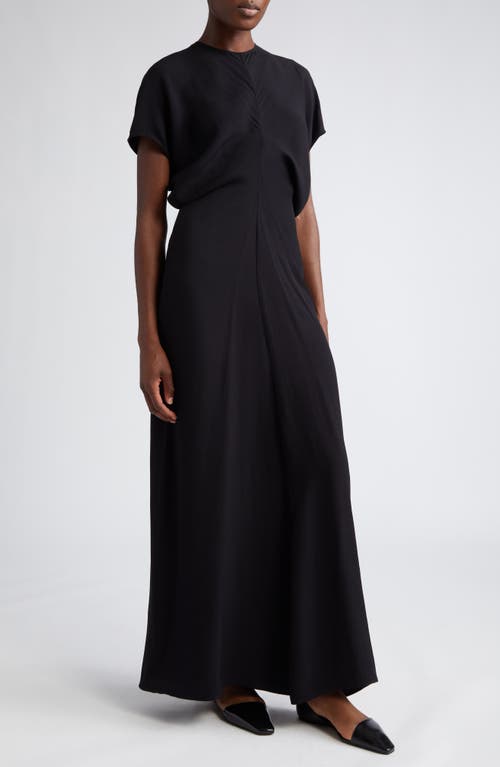 TOTEME Blouson Bodice Satin Maxi Dress Black at Nordstrom, Us