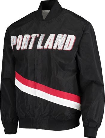 Men's Portland Trail Blazers Black Mitchell & Ness Hardwood Classics 75th Anniversary Authentic Warmup Full-Snap Jacket Size: Large