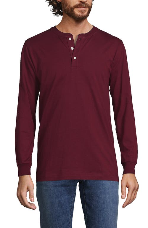 Shop Lands' End Super-t Long Sleeve Henley Shirt In Rich Burgundy