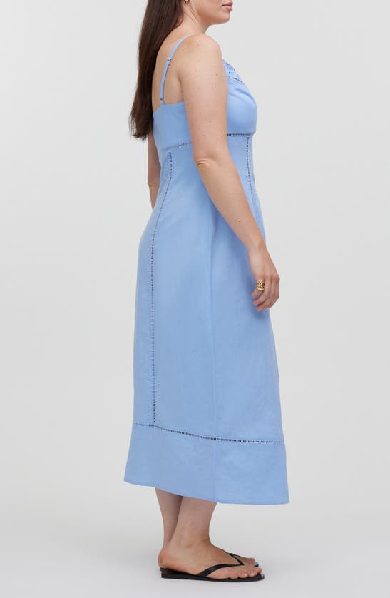 Shop Madewell Sweetheart Neck Linen Blend Dress In Powder Blue