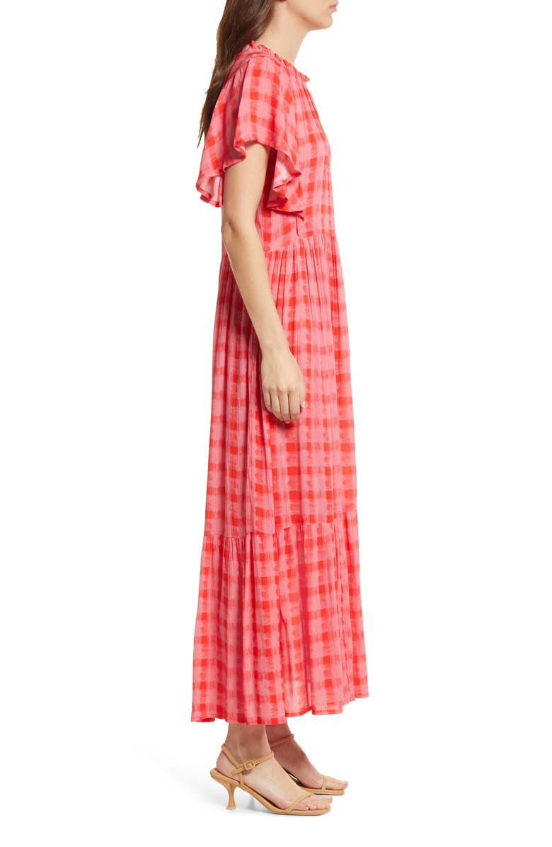 Area Stars Karina Plaid Maxi Dress, Alternate, color, CORAL