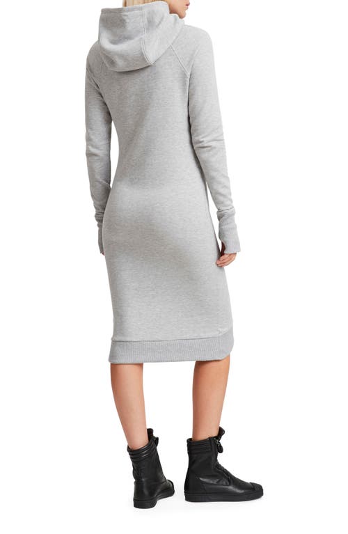 Shop Marcella Walker Long Sleeve Hooded Sweatshirt Dress In Melange Grey