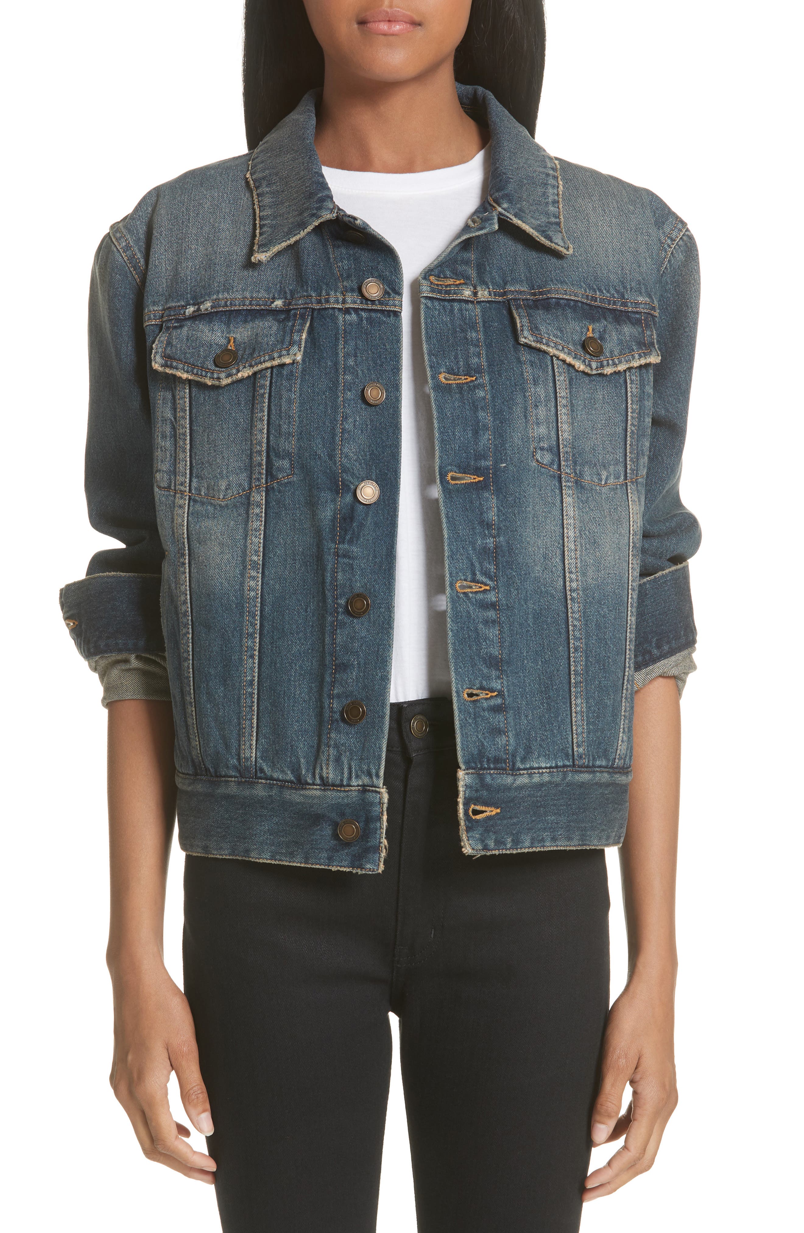 Saint Laurent Heart Cutout Boyfriend Denim Jacket Nordstrom Rack