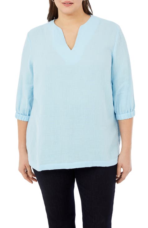 Blue Plus-Size Tops for Women
