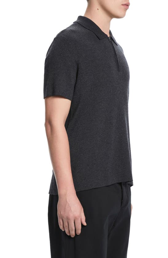 Shop Vayder Arnold Organic Cotton Blend Zip Polo Sweater In Black