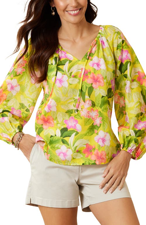 Tommy Bahama Happy Hour Flower Cotton & Silk Top Blazing Yellow at Nordstrom,