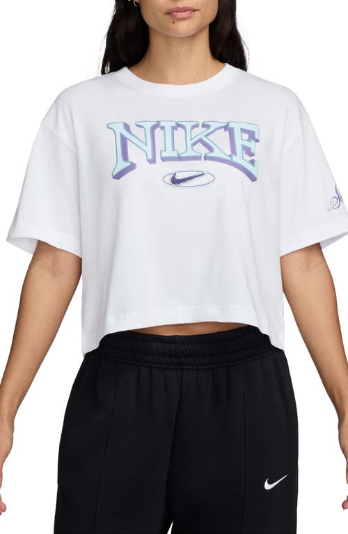 Shop Nike Sportswear Varzity Logo Graphic Crop T-shirt In White