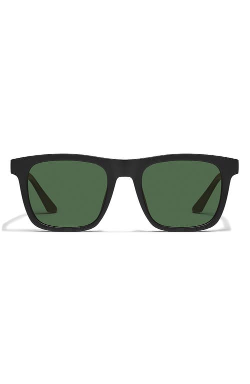 Shop Quay Flip Side 45mm Polarized Square Sunglasses In Matte Black/green Polarized