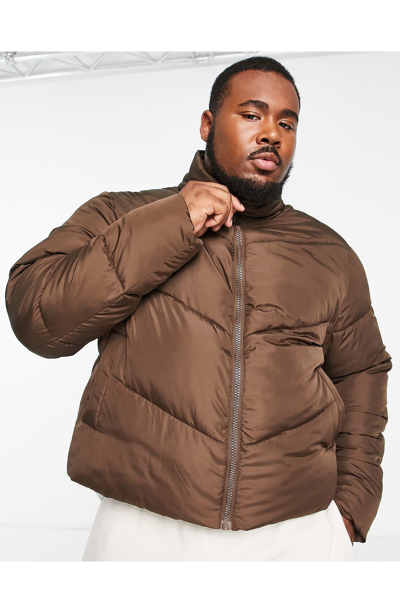 brown puffer jacket asos