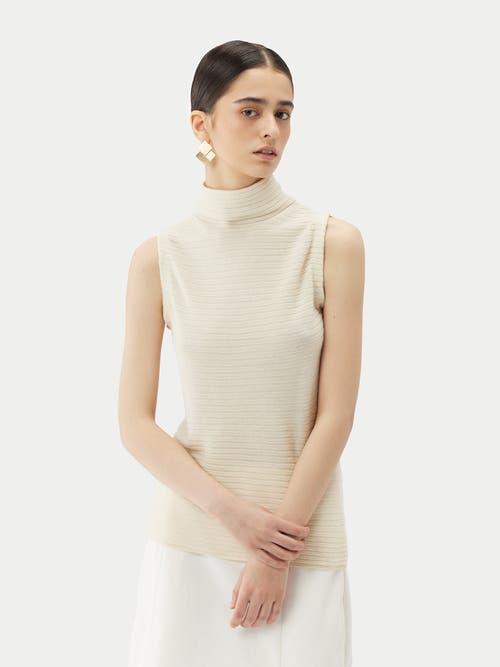 Gobi Mongolian Cashmere Lightweight Cashmere Silk Turtleneck In Marshmallow