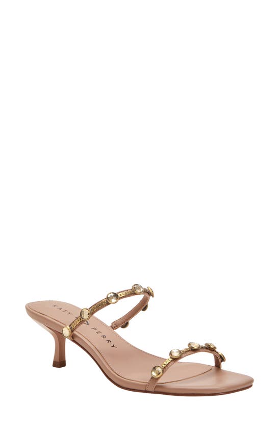 Shop Katy Perry The Ladie Embellished Kitten Heel Slide Sandal In True Taupe