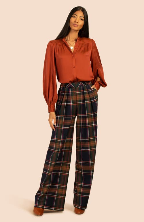 Shop Trina Turk Valin Silk Blend Button-up Shirt In Cinnamon