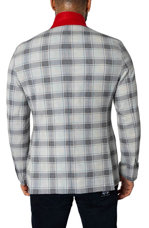 Maceoo Descartes Unconstructed Plaid Brooksy Sky Blue Blazer In Black