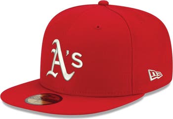 New Era Men's New Era Red Oakland Athletics White Logo 59FIFTY Fitted Hat
