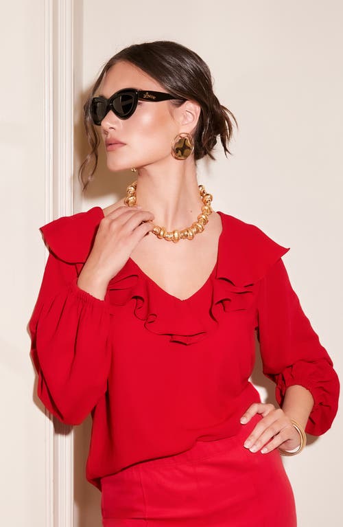 Shop Fifteen Twenty Rita Ruffle Top In Cherry