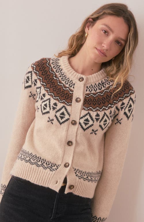 Shop Marine Layer Ava Fair Isle Cardigan In Oatmeal