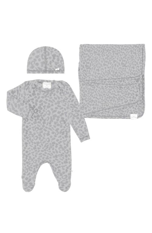 PAIGELAUREN Welcome Home Fleece Footie, Hat & Blanket Set in Taupe 