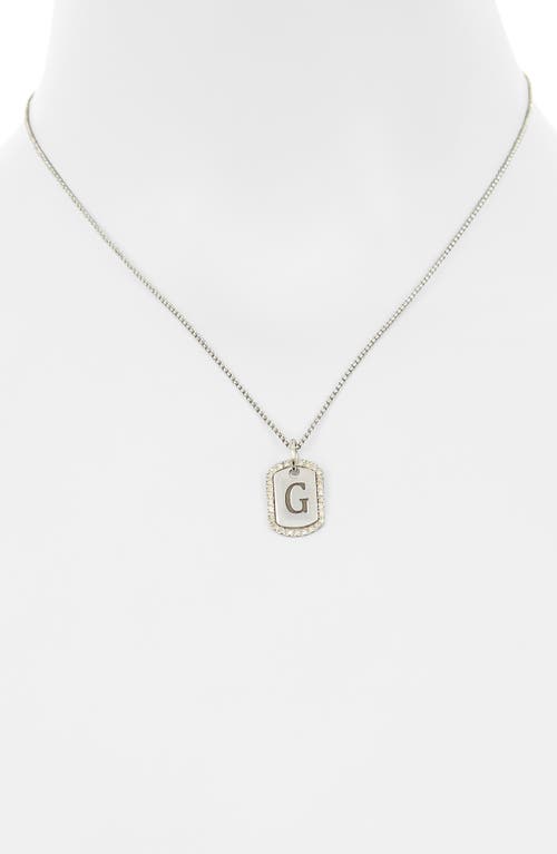 Meshmerise Diamond Initial Dog Tag Pendant Necklace In White-g