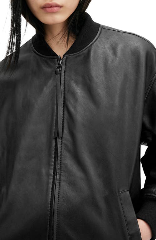 Shop Allsaints Belle Leather Bomber Jacket In Black