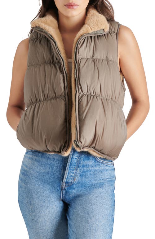 Steve Madden Brady Reversible Quilted Vest In Grey