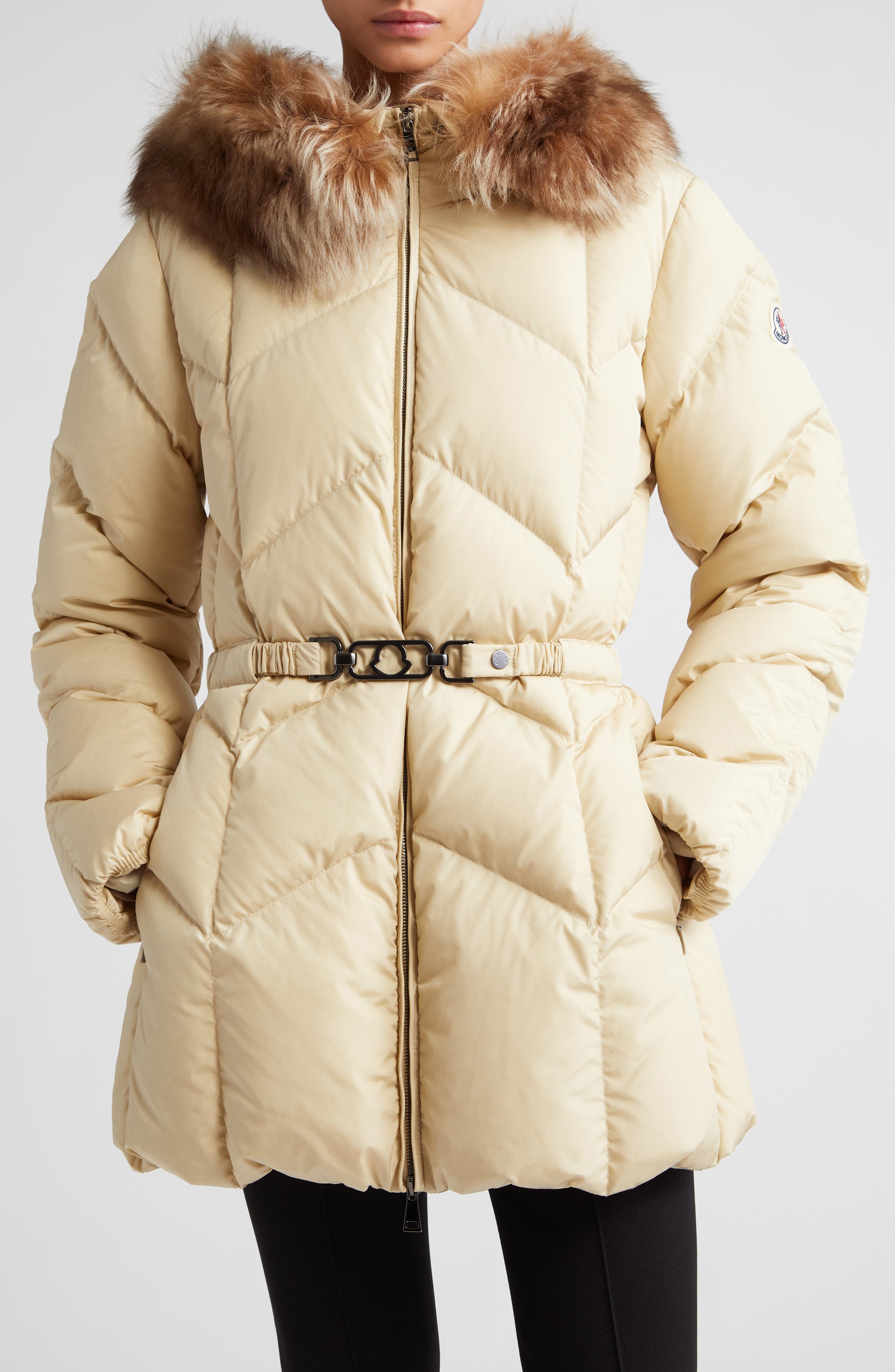 Moncler Loriot Down Jacket with Removable Genuine Shearling Trim