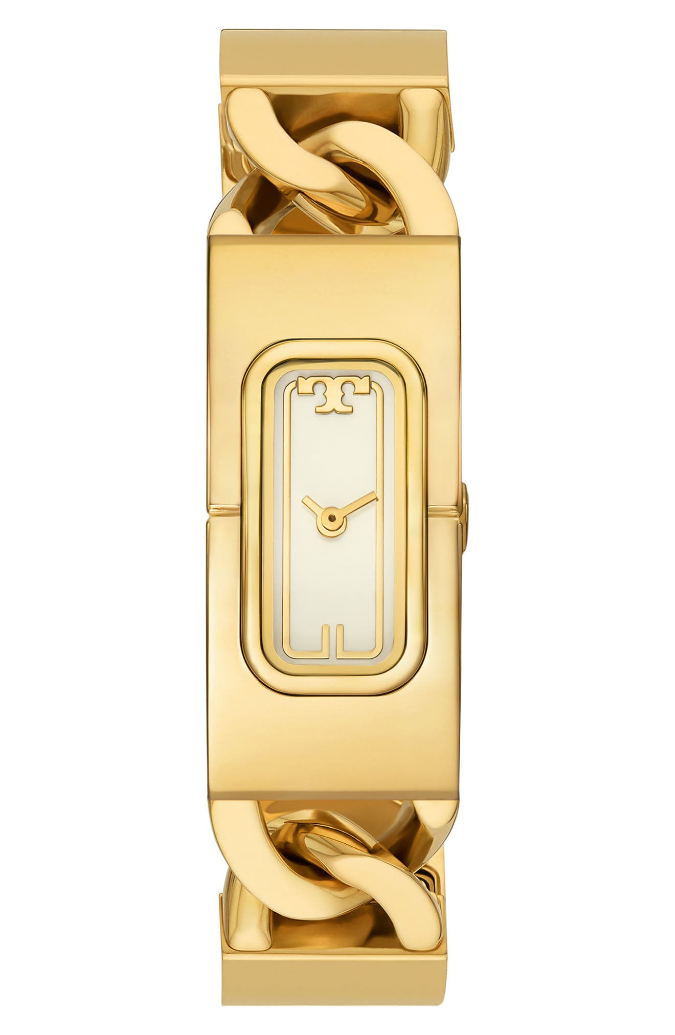 Tory Burch The T Rectangular Bracelet Watch, 40mm in Gold Cover