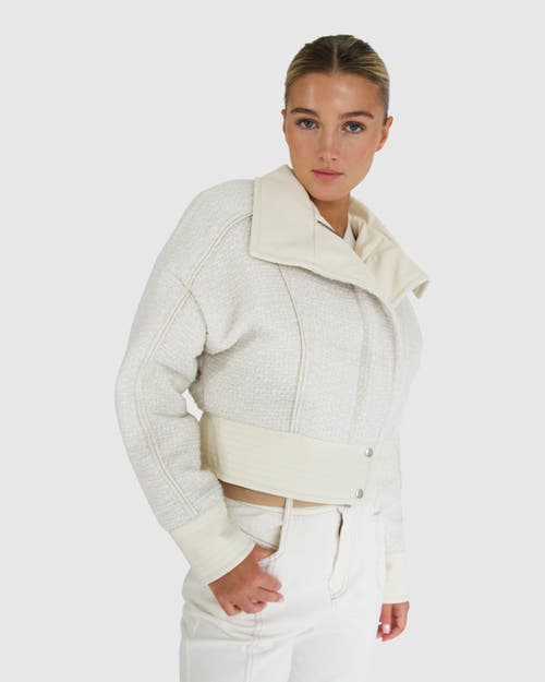Belle & Bloom Mad Love Cropped Bomber Jacket In Cream