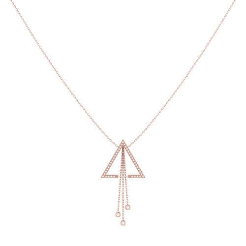 Luvmyjewelry Skyline Triangle Bolo Adjustable Diamond Lariat Necklace In 14k Rose Gold Vermeil On St In 14kt Rose Gold Vermeil