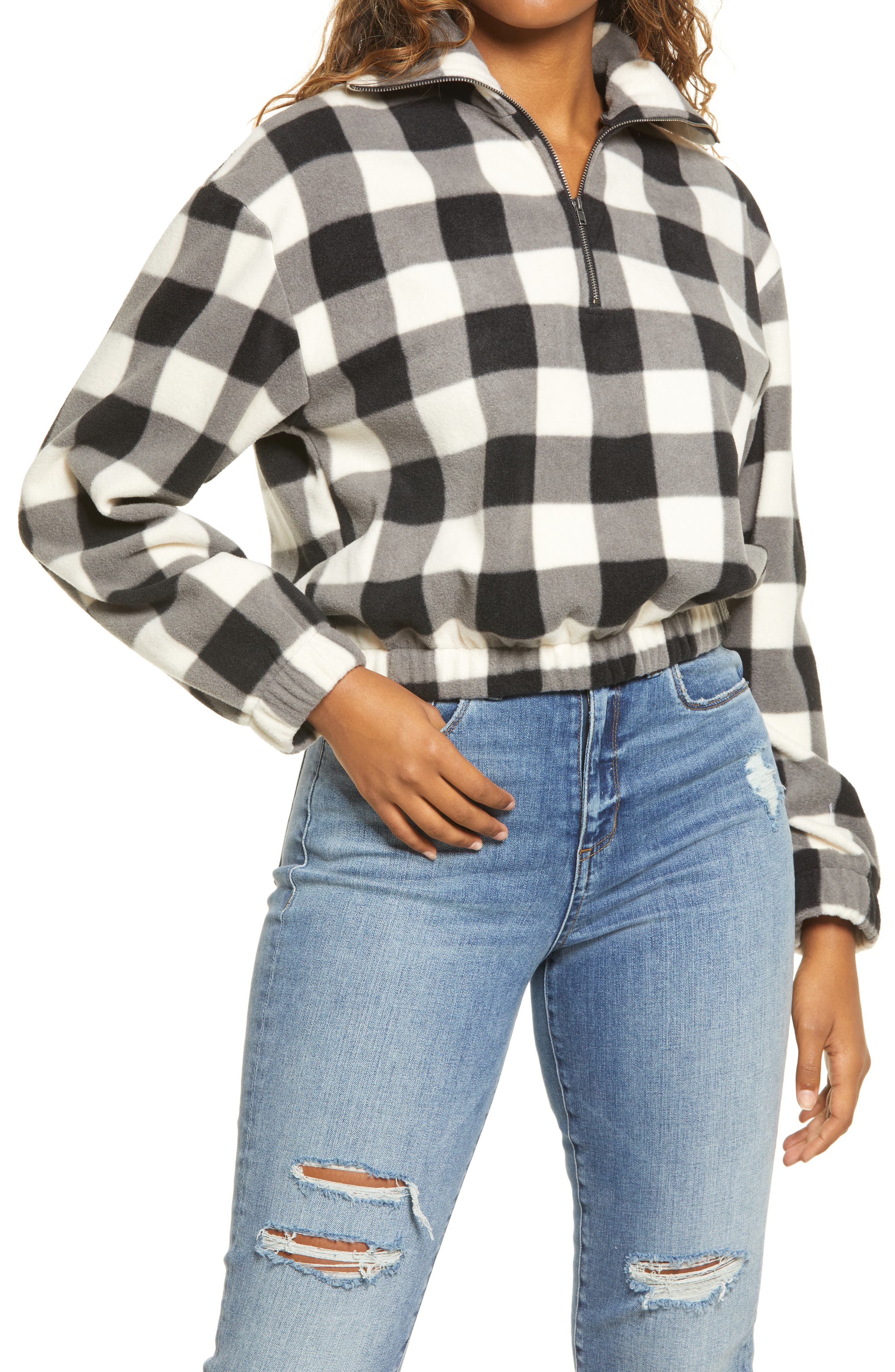 buffalo check fleece pullover