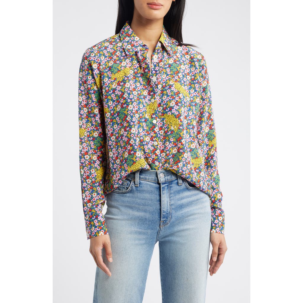 Boden Sienna Floral Silk Button-up Shirt In Multi