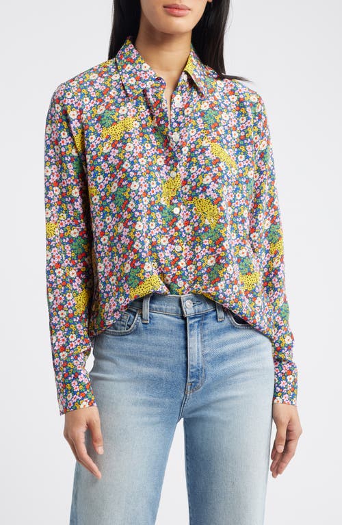 Boden Sienna Floral Silk Button-Up Shirt Multi, Leopard Bud at Nordstrom,