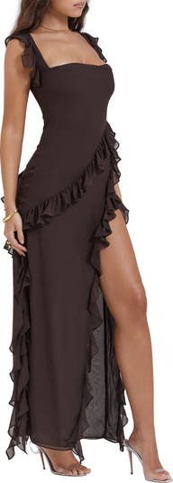 Maxi Dress ARIEL. Gauze 100% Cotton Ruffled Dress With Low Back