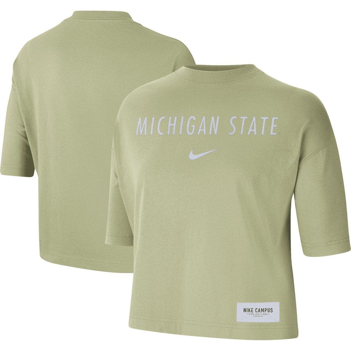 Women's Nike Olive Michigan State Spartans Earth Tones Washed Boxy T-Shirt