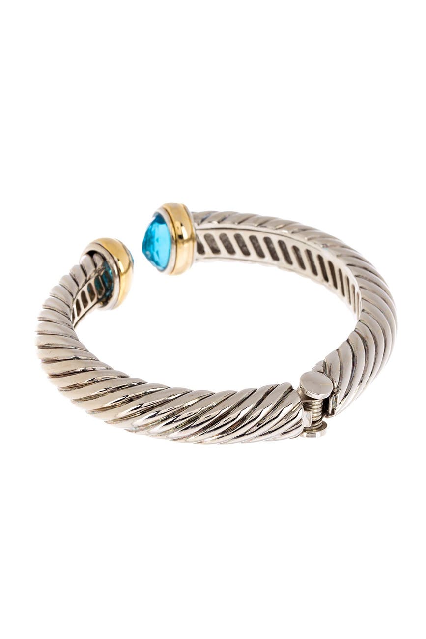 Meshmerise | Two-Tone Twisted Cable & Blue Topaz Cuff Bracelet ...